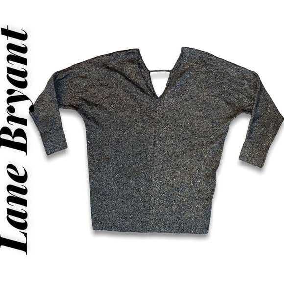 Lane Bryant Sweaters - Lane Bryant Women's Silver Metallic V-Neck Sweater Size 14/16 Holiday Glimmer